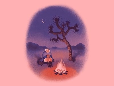 Desert III cowboy desert digital illustration fire illustration inktober joshua tree procreate
