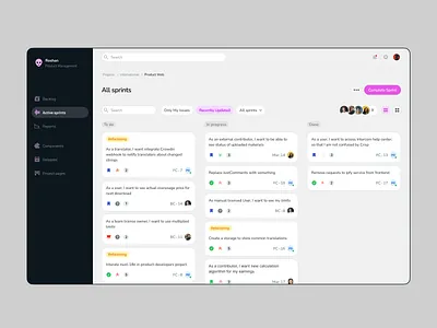 Roshan - Kanban Dashboard app card charts clean dashbaord dashboard dashboard ui kit free dashboard graph kanban minimal sidebar simple stats sub user ux ux design web design website