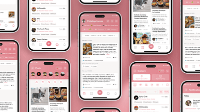 Mobile Journal App: AI Powered ai app icons ios journal mobile pink social social app ui