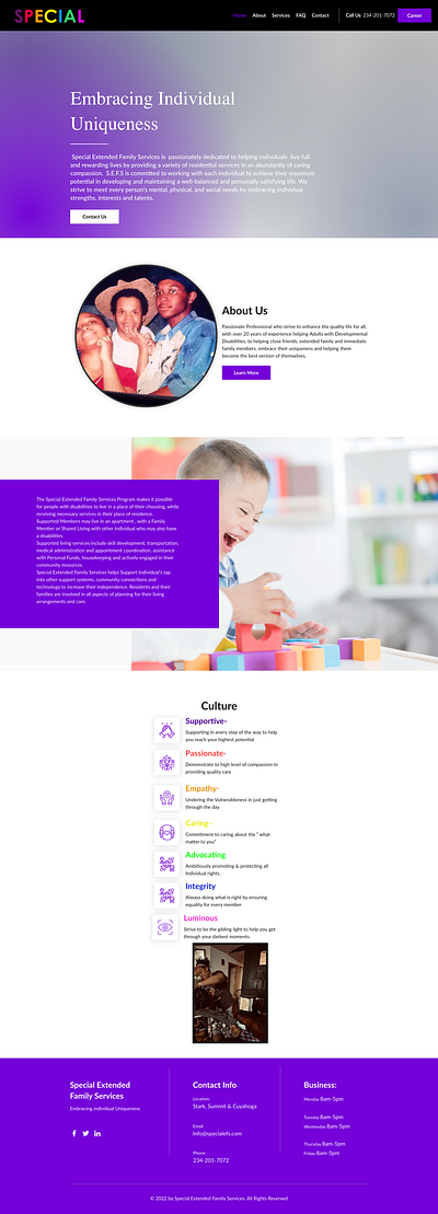 Web Design: Special Extended Family Services webtransformation