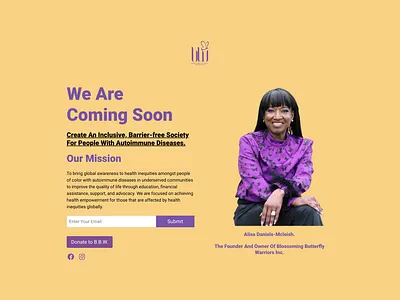 "Coming Soon" Page Design: Blossoming Butterfly Warriors comingsoonlandingpage
