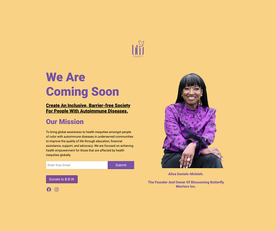 "Coming Soon" Page Design: Blossoming Butterfly Warriors comingsoonlandingpage