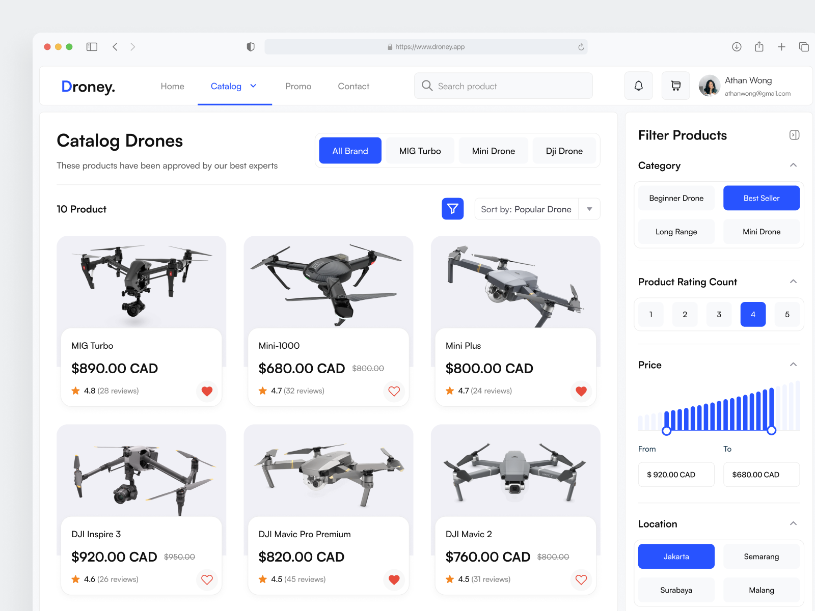 Droney. - Drone E-Commerce Web App autel robotics camera drone dji drone drone e commerce e commerce filter product framer marketplace mavic online store product e commerce product page sales product shop shopify store technology web app webflow