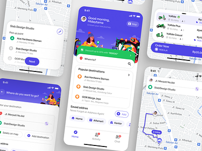 YoRide - Online Transport app app colorful design friendly design gojek app grab app mobile ride app slabdsgn transport ui ui mobile user interface ux