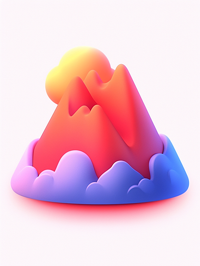 3D icon of A volcano dall e