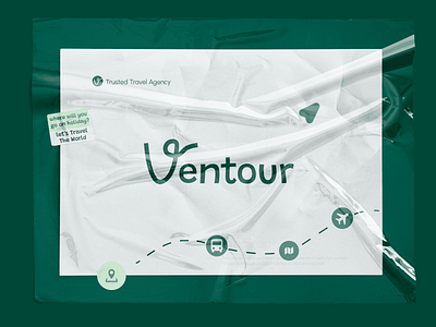 Ventour Travel - Brand Identity adventure brand guidelines brand identity branding design graphic graphic design green illustration logo logo concept logo design mockup travel travel agency travel branding travel design travel logo vector visual identity