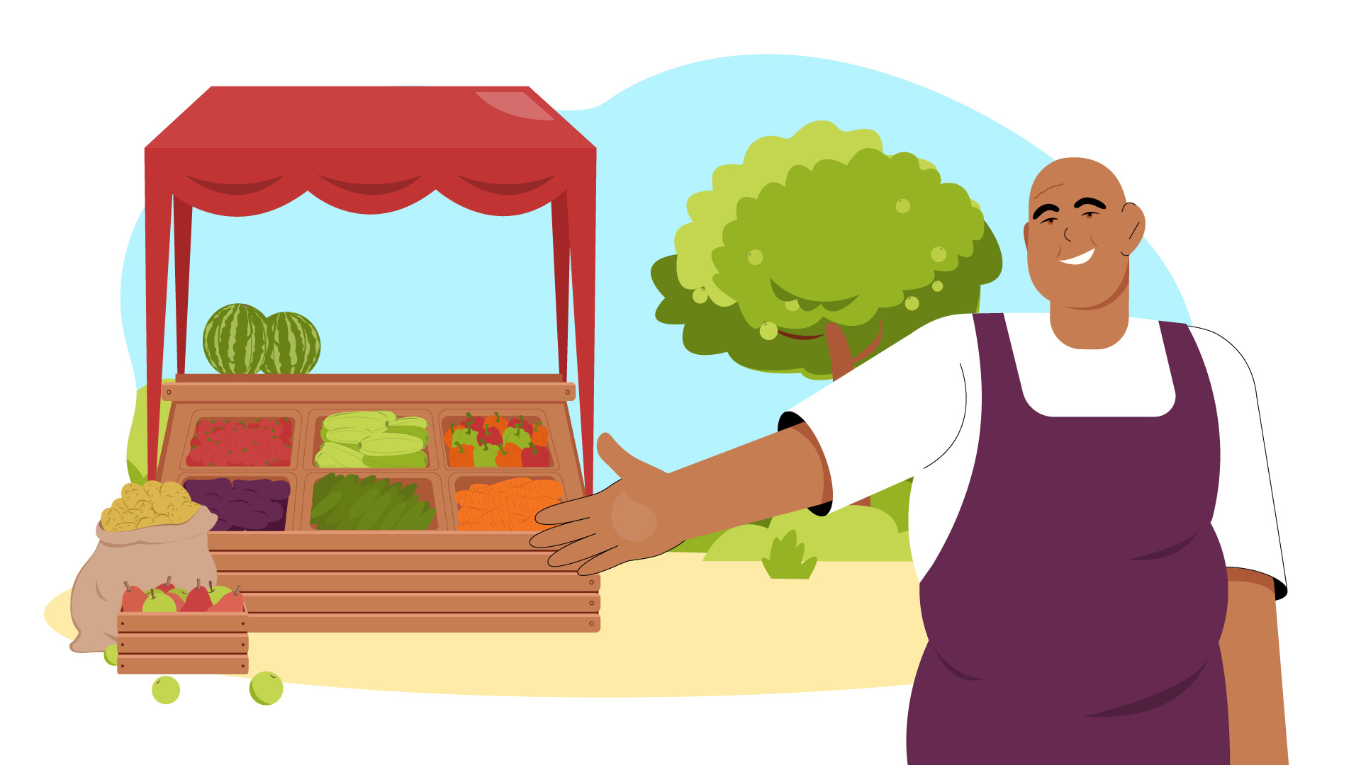 Market / flat vector illustration 2d adobe illustrator flat graphic design illustration man summer vector vegetables