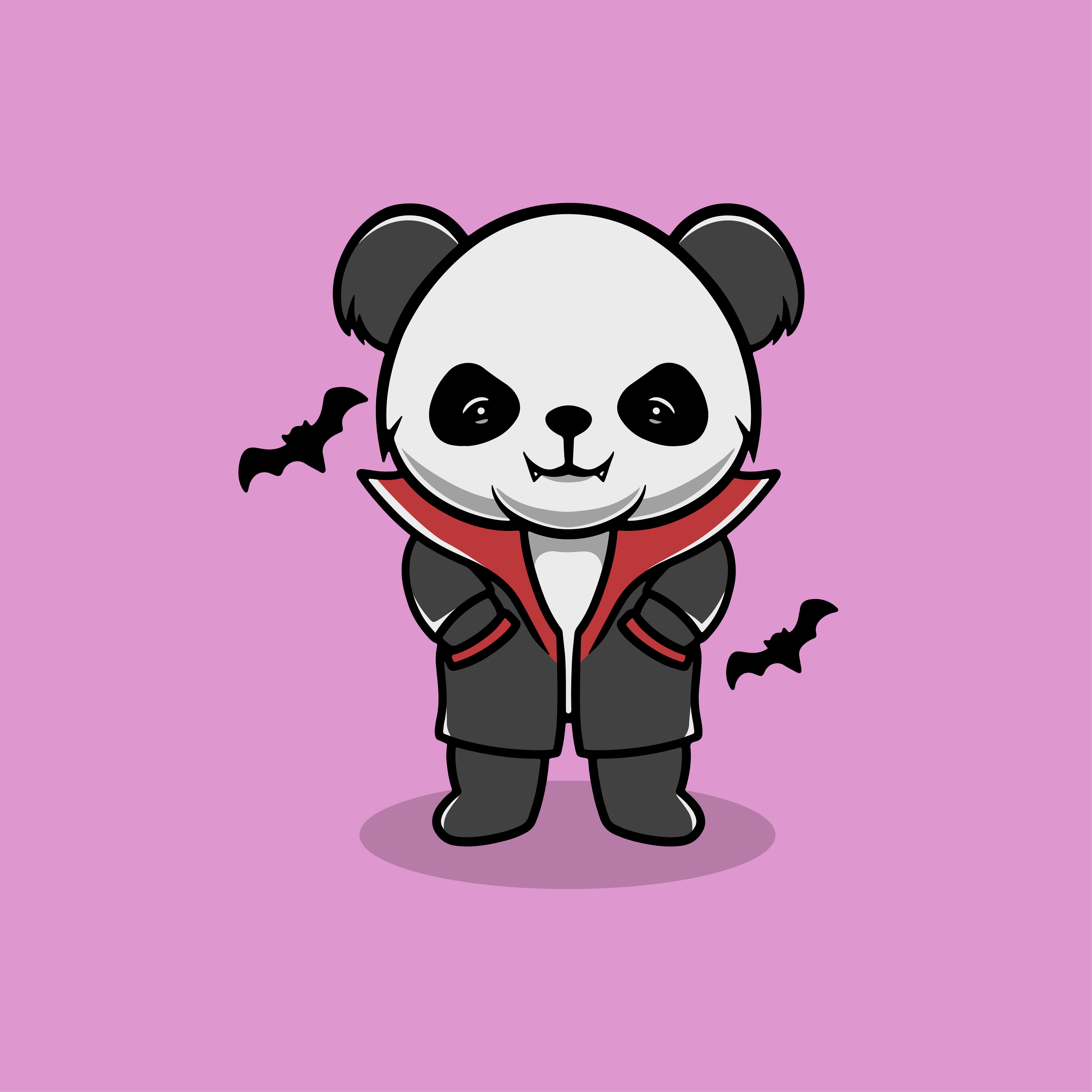 Cute Panda with Vampire Costume Illustration wizard