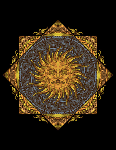 Sun with Mandala Artwork engraving art etching mandala artwork medieval art medieval rt pattern art sun artwork sun illustration tony midi tony midi artwork wolfordeer woodcut