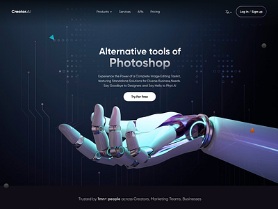 Creator Ai home page ai tool website ai web tools design graphic design home page home screen illustration landing page logo ui vector