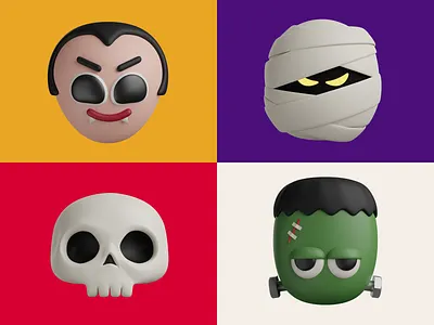 Halloween 3d 3d character 3d illustration blender character character design cinema4d cute element ghost halloween icon mommy pack skull