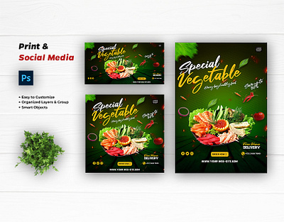 Social Media & Flyer Food facebook post flyer food graphic design instagram post print design promotion restaurant social media design social media post social media template stories vegant