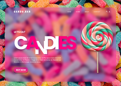 Candy.Bar-Glassmorphism landing page typography ui