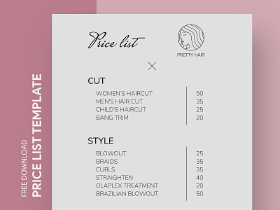 Hair Price List Free Google Docs Template barber barbershop beauty docs document free google docs templates free template free template google docs google google docs hairdressing list price price list pricelist print printing salon template templates