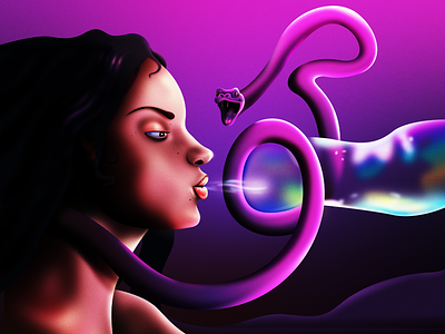 Bubble Snake bubble bubbles girl gradient illustration illustrator snake surreal surrealism vector woman