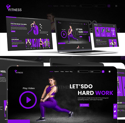 FITNESS GYM WEBSITE DESIGN branding design dribble fit fitness graphic design gym landing page portfolio ui uidesign uiux webdesign