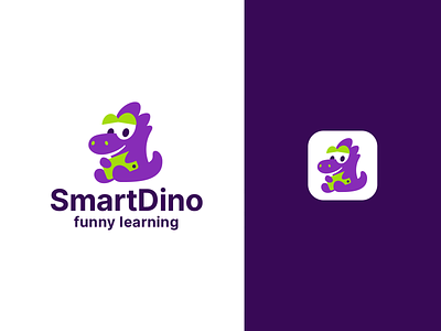 SmartDino app brand branding character design dino education elegant graphic design illustration learn logo logotype mascot modern smart smartphone