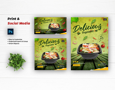 Social Media & Flyer Food banner facebook post flyer food graphic design instagram post menu promotion restaurant social media design social media post social media template vegetable