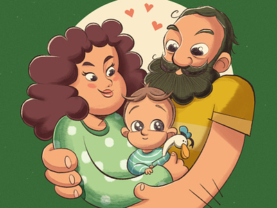 Baby Born baby baby character baby illustration beard character design child cute family family illustration father happy happy family heart hug illustration kid love mother new born parents