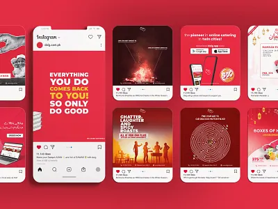 Social media posts for online catering service // daig.com.pk b2b b2c branding business catering creative design food graphic design illustration jacksphere logo minimal modern motion graphics saas social media timeless vector