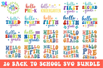 Retro Back to School SVG Bundle Student bundle design illustration logo retro sublimation svg