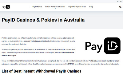 Minimalism meets convenience on the PayID Casinos homepage graphic design logo ui web design