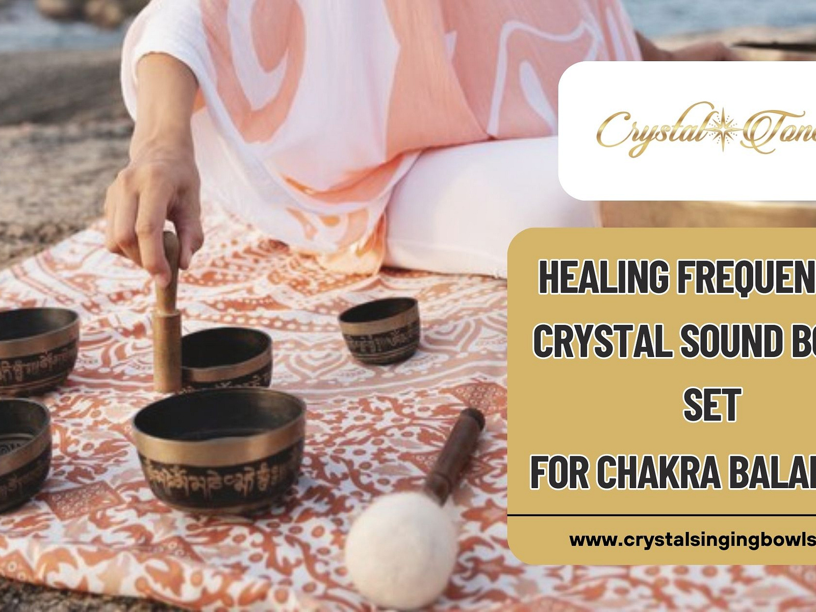 Healing Frequencies Crystal Sound Bowls Set for Chakra Balancin by