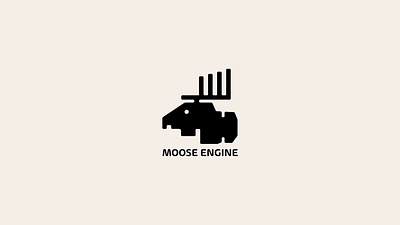 MOOSE ENGINE logo animal auto black branding business car company creative design engine graphic design illustration logo logofolio mech moose nature portfolio tech vector