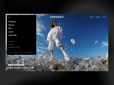 Euphoria – Menu animation clothing color concept desktop digital ecommerce exploration fashion figma interface item menu midjourney minimal navigation social ui design uiux website