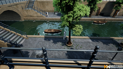 River embankment (with trees and water) city environment art game art level design technical art unreal engine