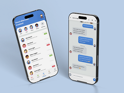 Chat App - Azures is ready for your messages! android app avatar design chat chat app chat bubble chat bubble design communication app design in app chat in app messages ios iphone list view messages mobile mobile template sidebar ui