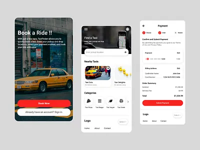 Book a Ride Mobile App UI