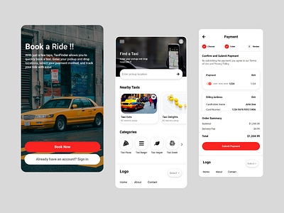 Book a Ride Mobile App UI