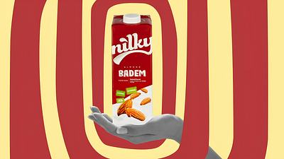 Nilky's Almond Milk after effects almond animation brand video collage collage video hand milk mixed media pattern plant based red stop motion vegan video collage yellow