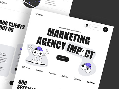 Marketing Agency Landing Page agency clean concept design homepage illustration landing landing page marketing mascot page ui uiux ux webdesign website
