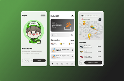 Mobile UI App Taxibike Gojek graphic design ui