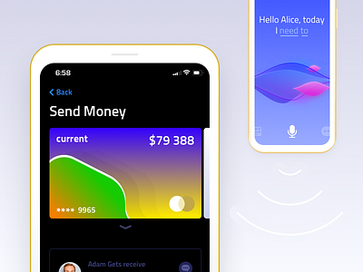 monolithfinance finance app ai apple pay balance card color current finance graphic design illustration interactive master card mobile interface send money theme ui ux vector wave ai