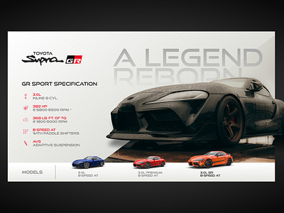 Toyoya Supra Concept automobile jdm landing page layout sportscar style supra toyota typography ui design uiux user interface visual design web website