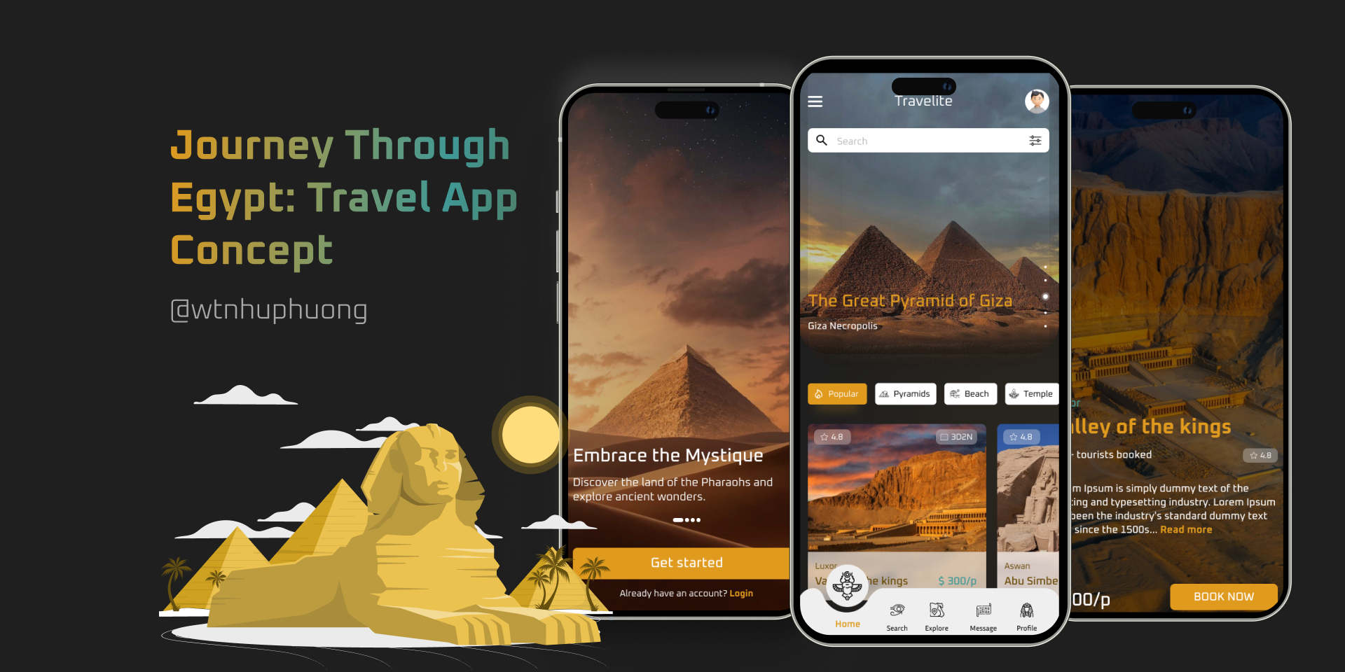 Journey Through Egypt: A Travel App Concept app design figma travel app ui ux