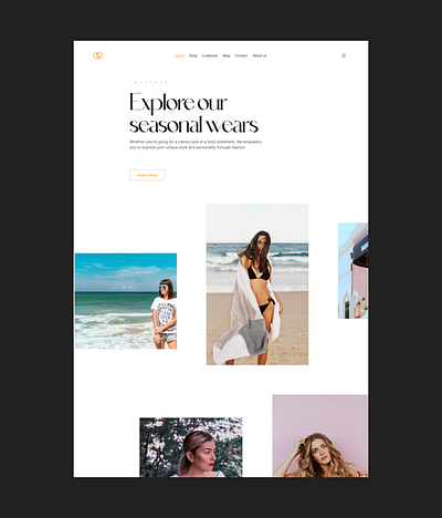 Lookbook section of the landing page design editorial fashion ui web website