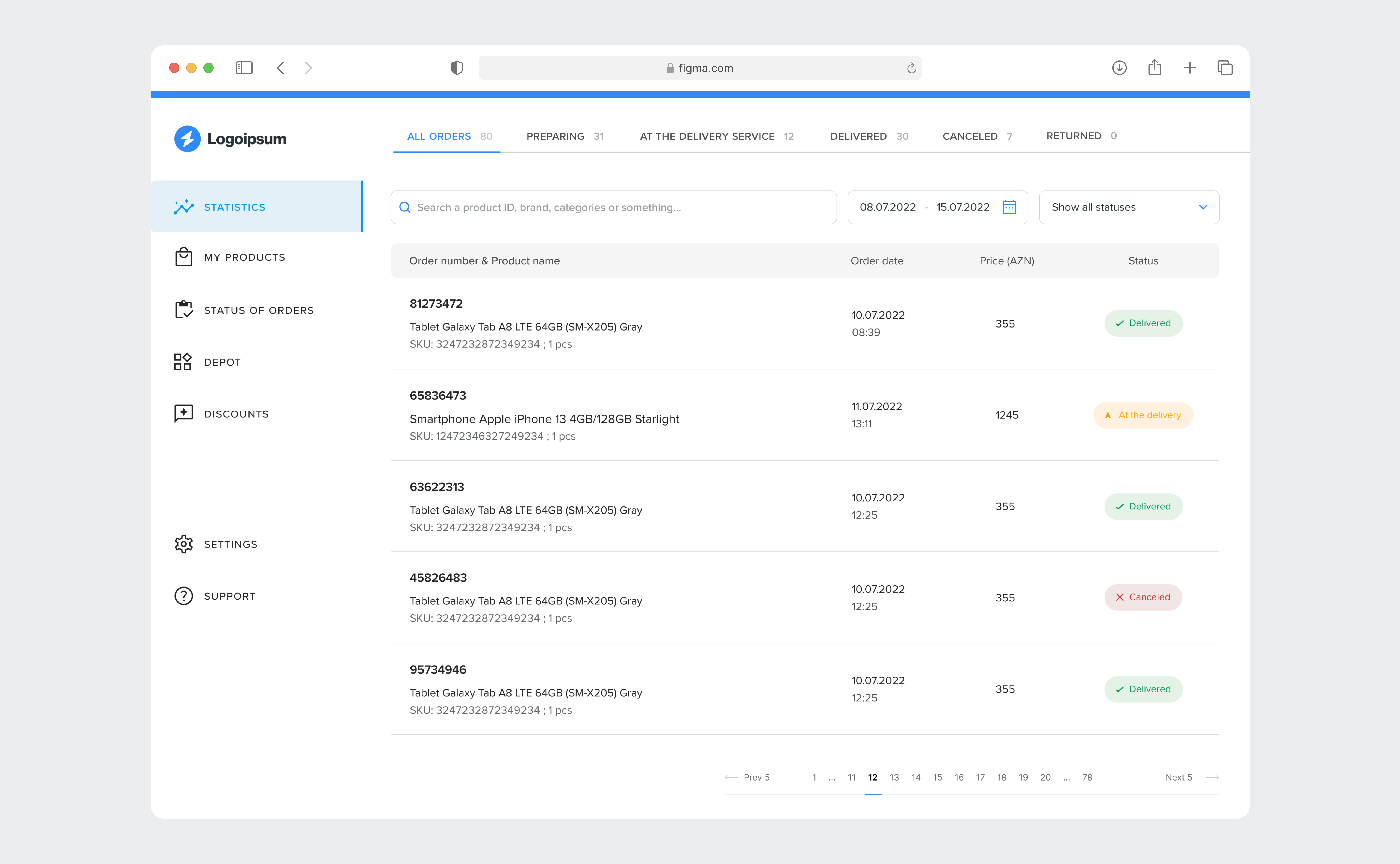 Sales Data Table blue data data table design list sales table ui user interface web web design