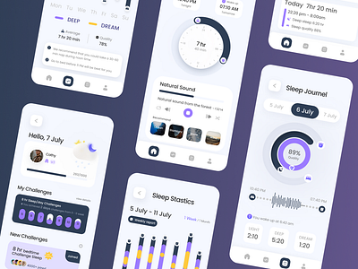 Sleep Tracker App app appdesign design health sleep sleeptracker sleeptracking ui uidesign uiux ux