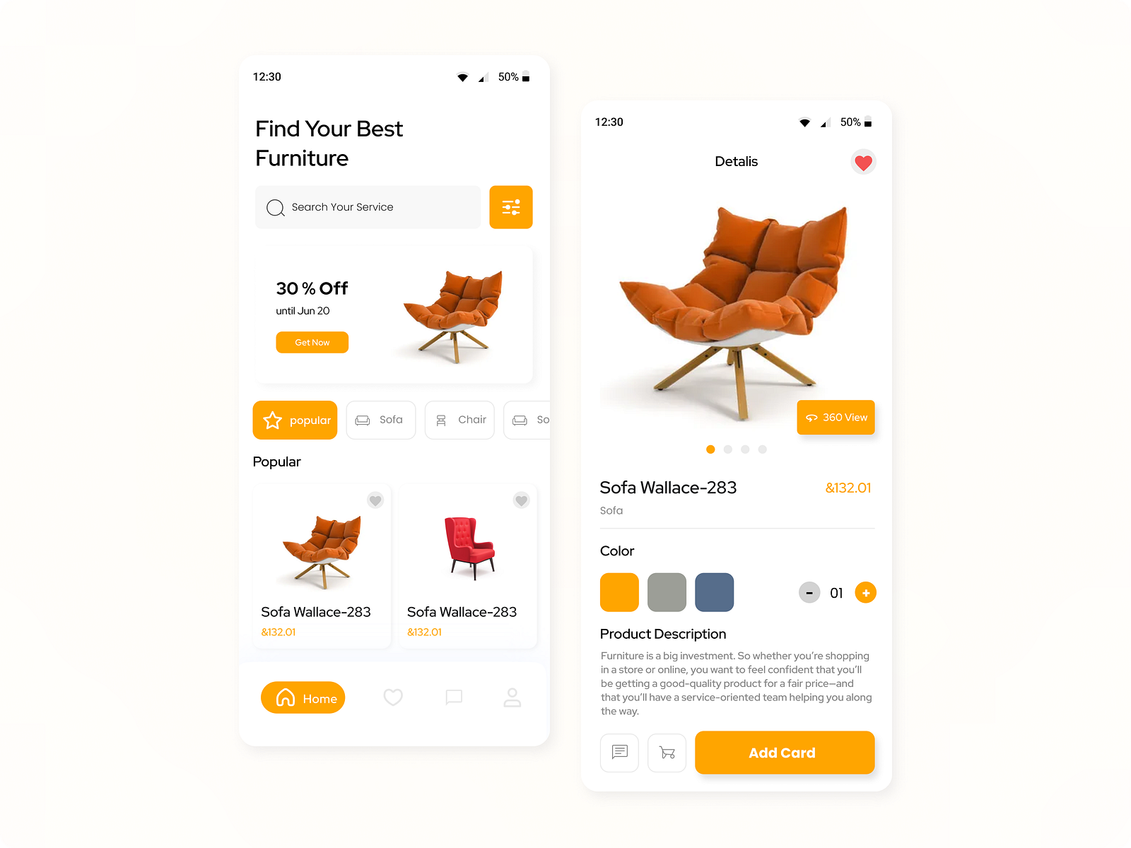 Furniture Application UI deign by Arshan Sayed on Dribbble