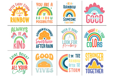 Rainbow Positive Quotes clipart design graphic design illustration lettering logo quo quote svg typography quotes
