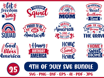 4th of July SVG Bundle 4th of july svg bundle clipart design graphic design illustration lettering logo quote svg typography quotes