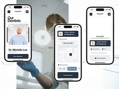 Dental Clinic Booking Process animation booking clean clinic dental dentist design health landing landing page medicine mobile process ui ux web website