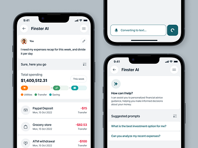 Finster: AI Integrated Fintech Mobile App ai analytics artificial intelligence banking bard card chatgpt dashboard debit ewallet financial fintech integration mbanking mobile app money openai payment saas tracking