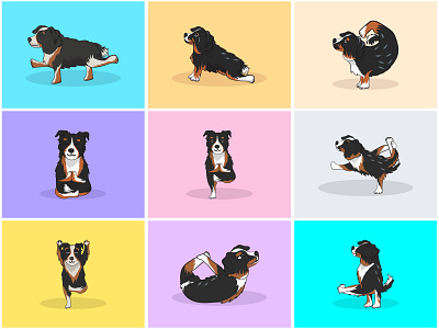 Yoga Dog Part-4 | Morning Yoga with Bernese🧘‍♀️🌿⚡️ animal art bernese calm cartoon cute dog fitness illustration meditation namaste paw pet spiritual sticker vector workout yoga pose yogi