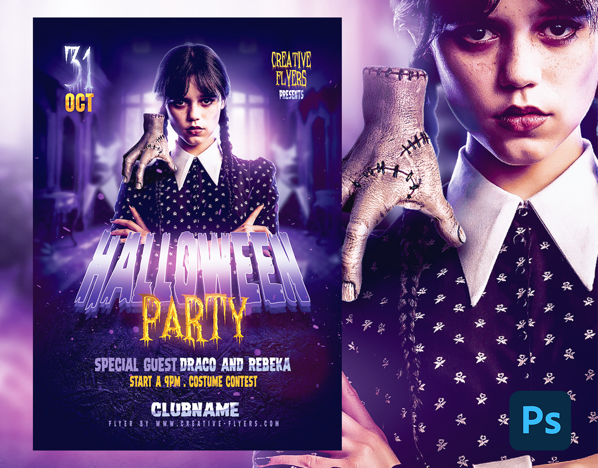 Halloween Party Flyer Template (PSD) creative creativeflyer creativeflyers flyer templates graphic design halloween photoshop poster wednesday