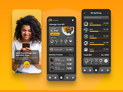 Bill Split App Concept design designconcept dribbblecommunity figma figmadesign mobileapp mobileui ui uidesign uidesigner uitips uitrends uiux uiuxcommunity uiuxinspiration userexperience userinterface userinterfacedesigner uxtrends